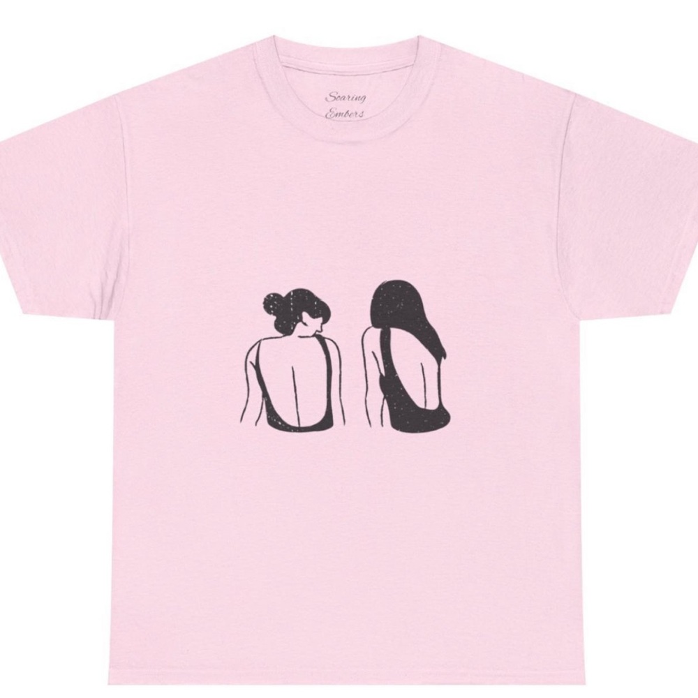 Pink Graphic Tee with Black Design With Story Through Art
